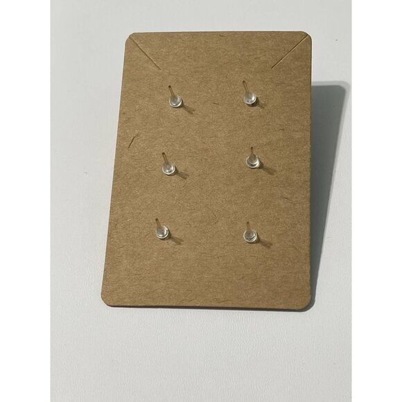 Fabric Covered Button Earring Stud Set Round Pink - Picture 3 of 5